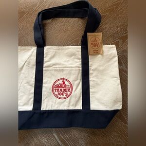 Trader Joe's Canvas Tote Bag - Navy and Cream